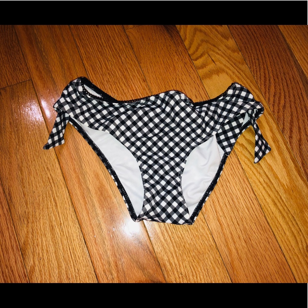 Gingham side tie bikini bottom